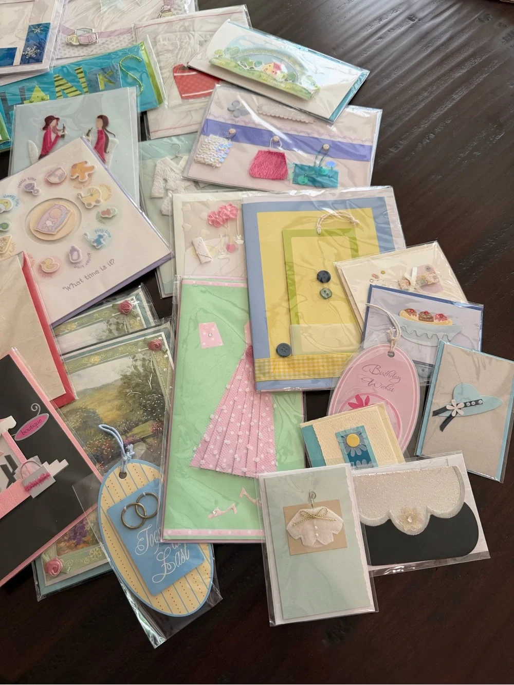 Assorted Handmade Greeting Cards - Pastel Multi-Color Set